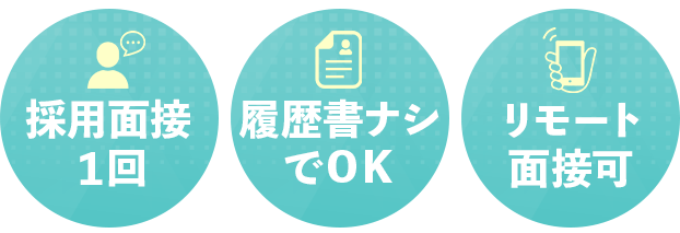 採用面接1回・履歴書ナシでOK・リモート面接可
