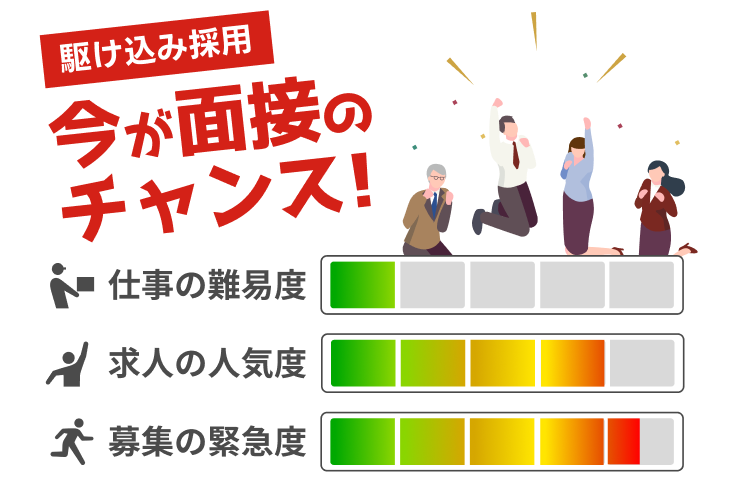 駆け込み採用 今が面接のチャンス 仕事の難易度 求人の人気 募集の緊急度