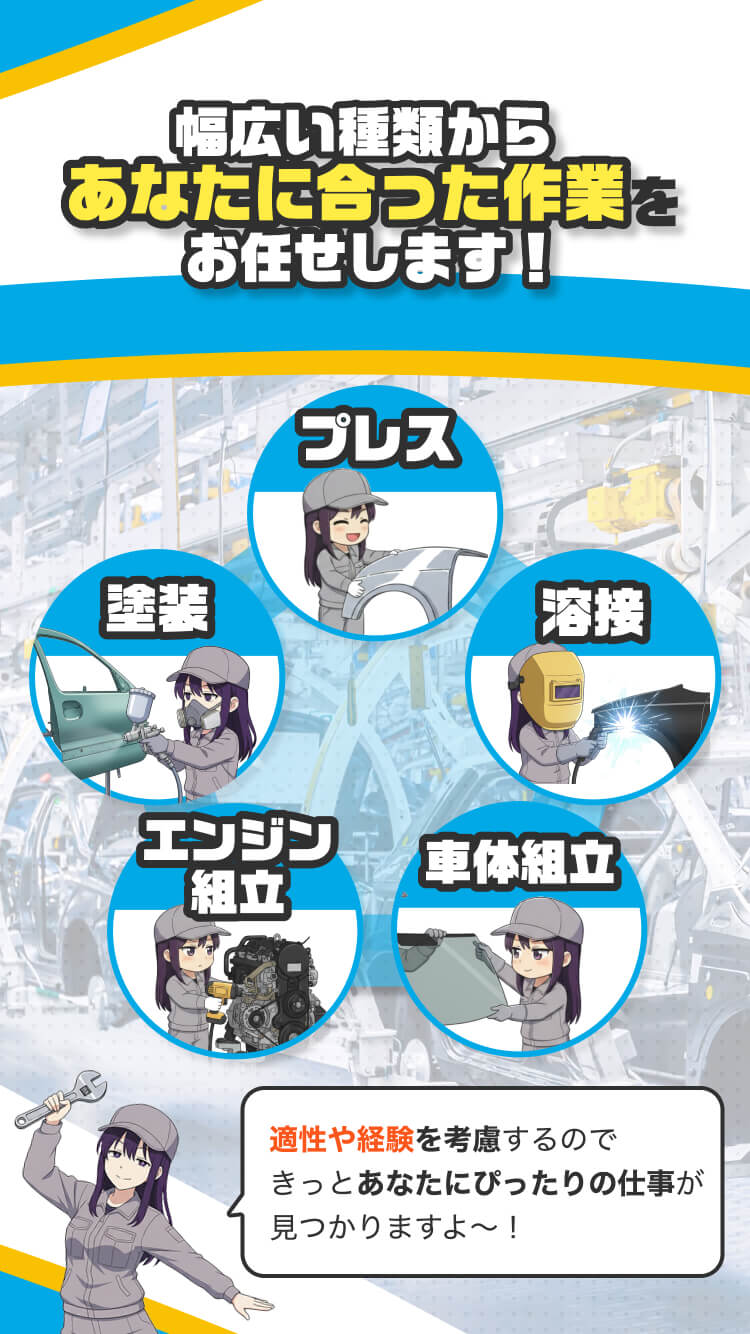 幅広い種類からあなたに合った作業をお任せします！